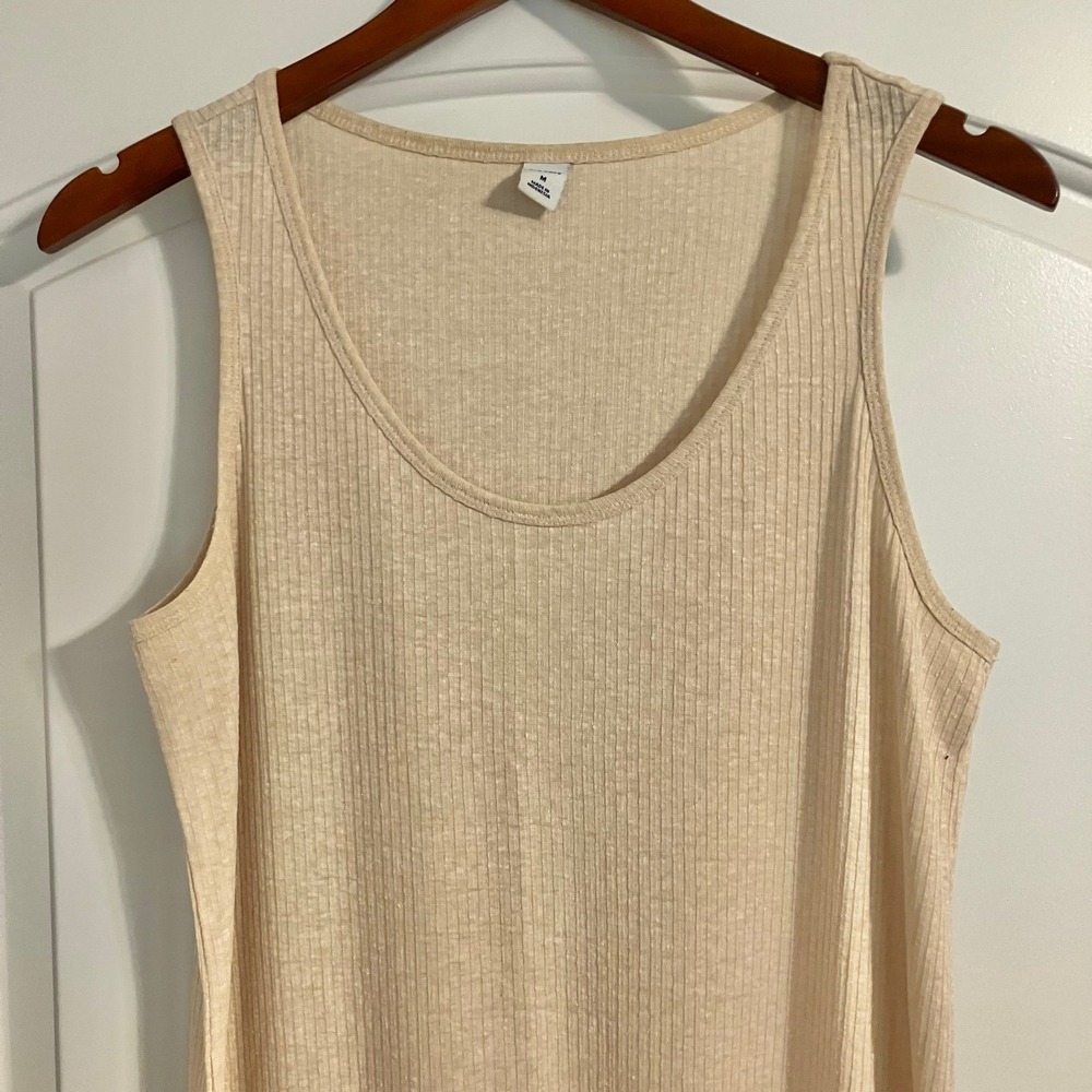 Old Navy Fitted Sleeveless Rib-Knit Midi Tank Sweater Dress Heather Oatmeal (M) - Picture 2 of 10